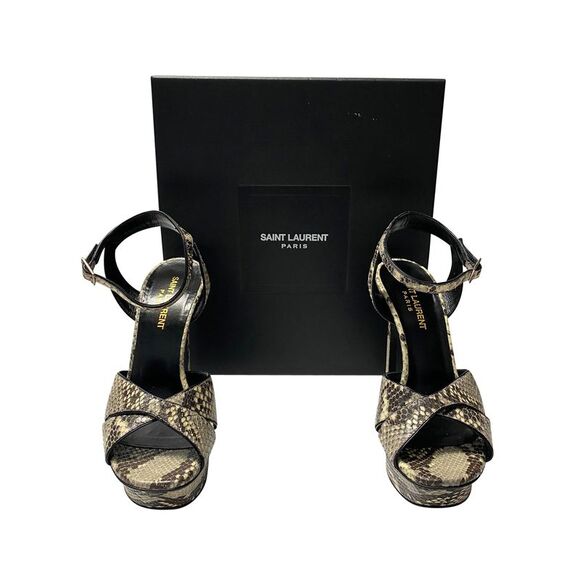 Saint Laurent Snakeskin Effect Tribute Platform Sandals in Multicolor Leather - Picture 9 of 10